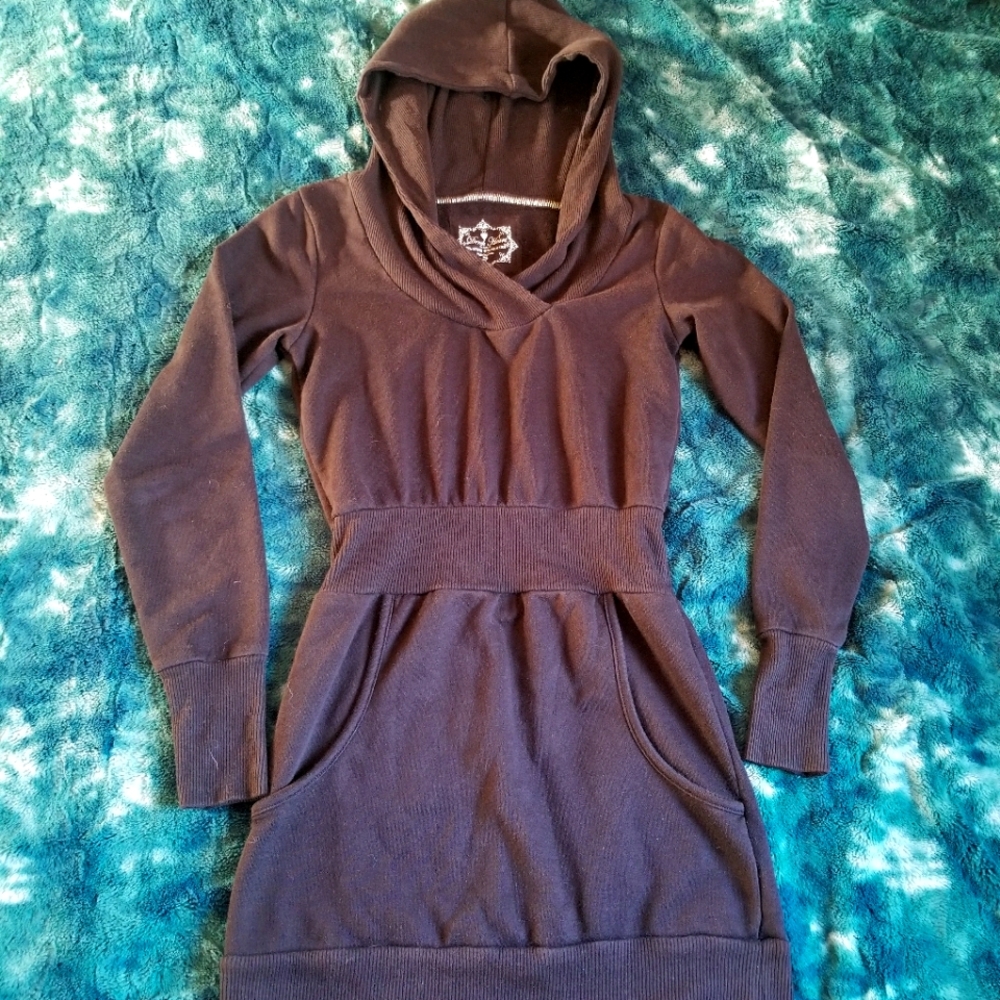 Black Hoodie Sweatshirt Dress